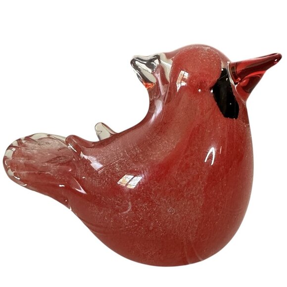 Cardinal Bird Red Paperweight Art Glass - Picture 3 of 7
